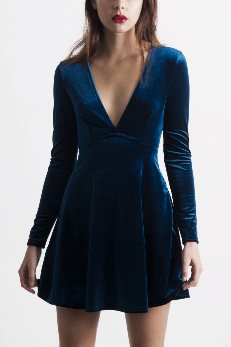 BLUE VELVET DRESS - Black Market New York